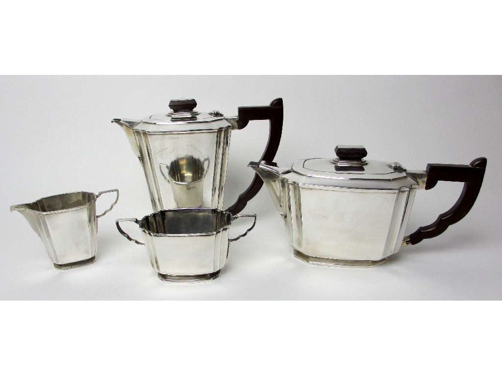 Appraisal: An Art Deco style four piece silver tea service by