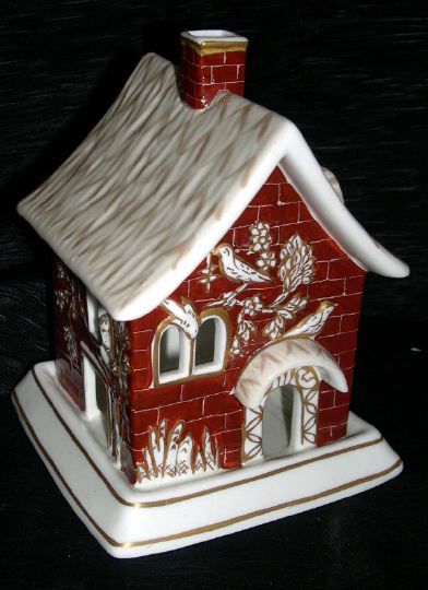 Appraisal: Good Coalport Parcel-Gilt Deep Crimson and White Porcelain Red House