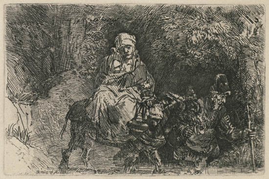 Appraisal: REMBRANDT VAN RIJN The Flight into Egypt Crossing a Brook