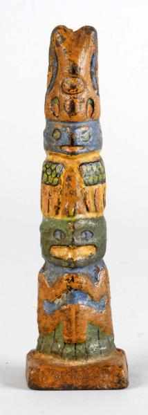 Appraisal: Cast Iron Totem Pole Doorstop Description Brightly painted Indian totem