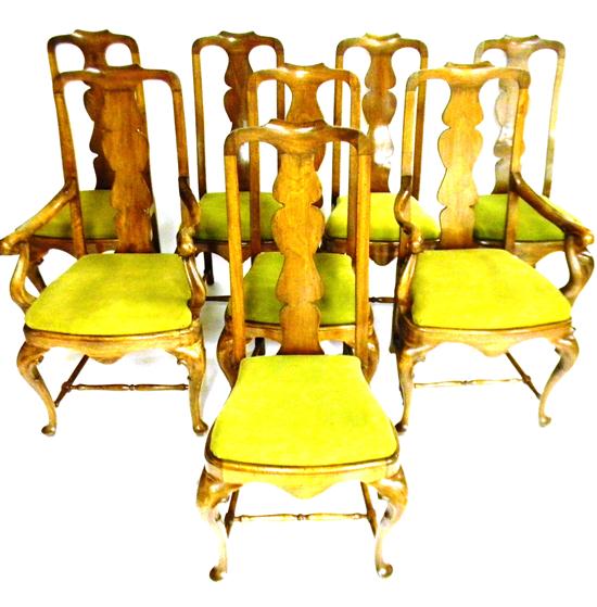 Appraisal: Eight th C Queen Anne style dining chairs including two