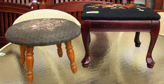 Appraisal: Two Vintage Foot Stools one with Queen Anne legs and