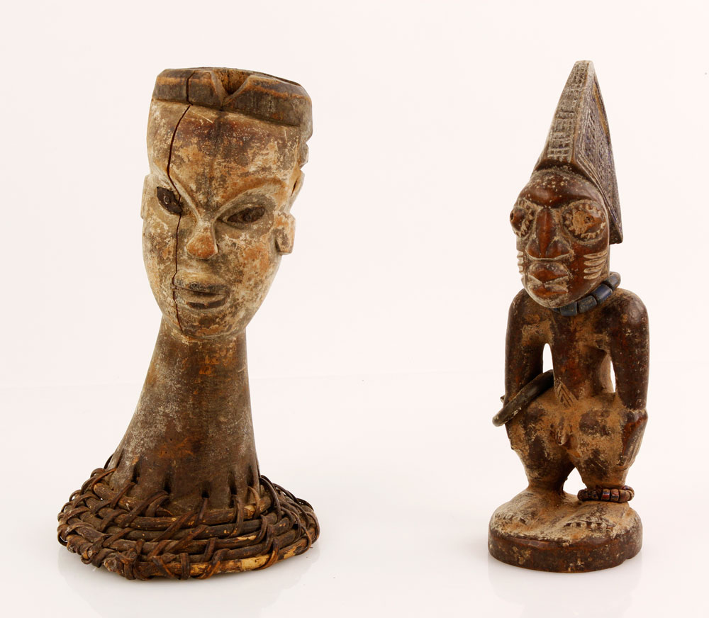 Appraisal: - Lot of Carved African Figures Lot of two carved