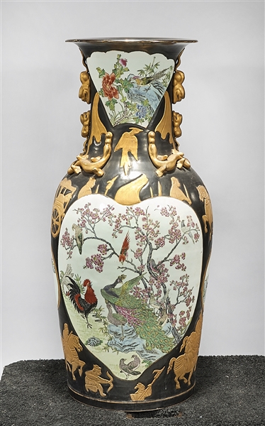 Appraisal: Tall Chinese enameled porcelain floor vase enameled scenes with phoenix