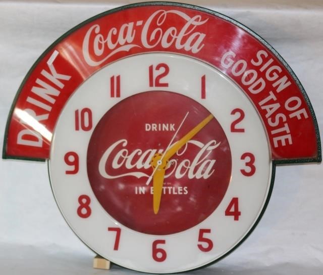 Appraisal: ORIGINAL COCA-COLA ADVERTISING CLOCK MID- THCENTURY DRINK SIGN OF GOOD