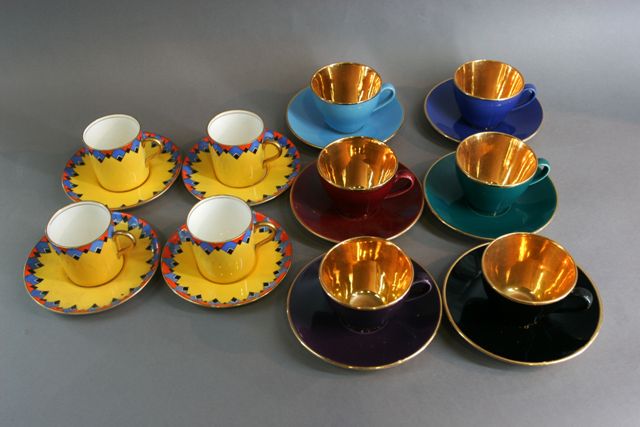 Appraisal: Two harlequin and lustre coffee sets one Aynsley and for