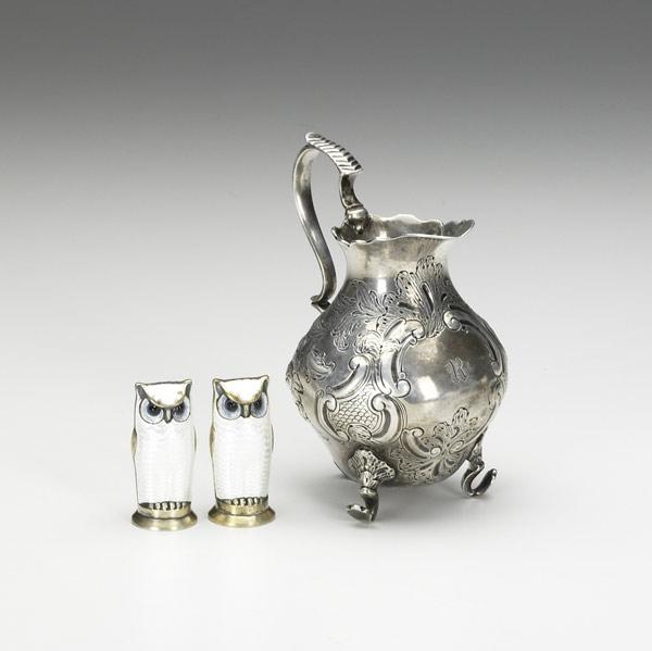 Appraisal: AMERICAN AND NORWEGIAN SILVER Eoff Phyfe footed cream pitcher with