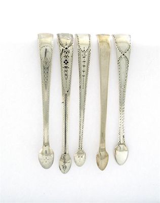 Appraisal: A collection of five pairs of George III silver sugar