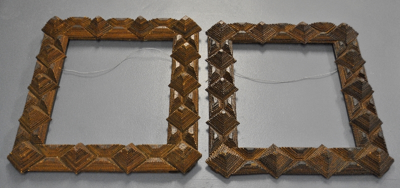 Appraisal: - Large pair of Tramp Art chip-carved picture frames Each