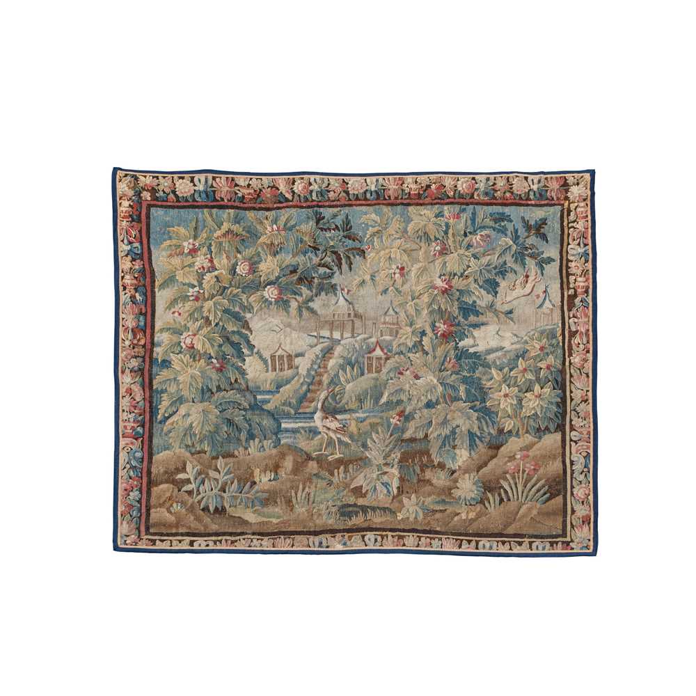 Appraisal: FLEMISH VERDURE TAPESTRY LATE TH CENTURY depicting a heron and