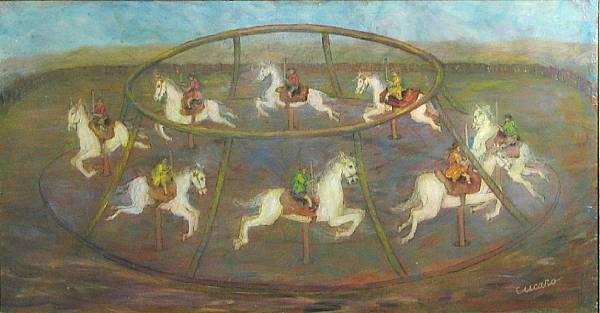 Appraisal: Pascal Cucaro American - Carousel signed 'Cucaro' lower right oil