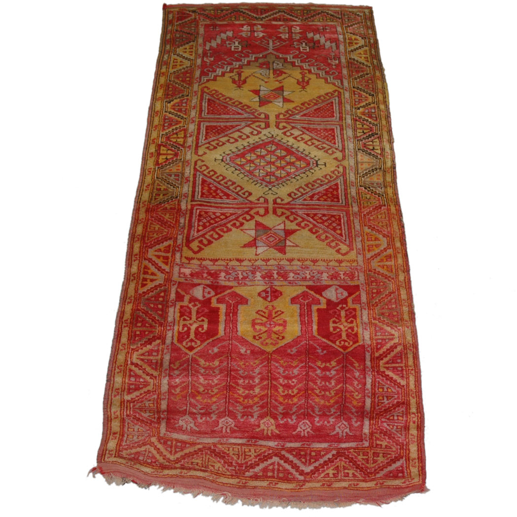 Appraisal: Ladik Prayer Rug Central Turkey circa The saffron field with