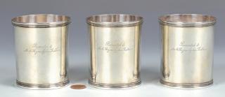 Appraisal: Garner Winchester Julep Cups Three Lexington Kentucky coin silver julep