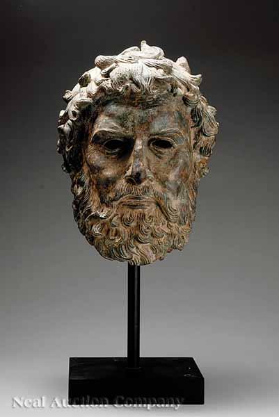 Appraisal: A Continental Bronze Head of Zeus early th c after