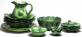 Appraisal: Group of Vietri Italian Oak Leaf Ceramic Ware Comprising three