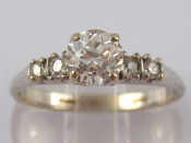 Appraisal: A white metal tests ct gold five stone diamond ring