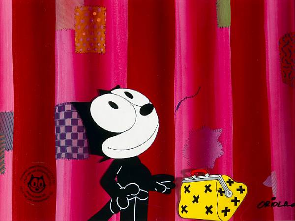 Appraisal: A Felix the Cat celluloid gouache on celluloid applied to