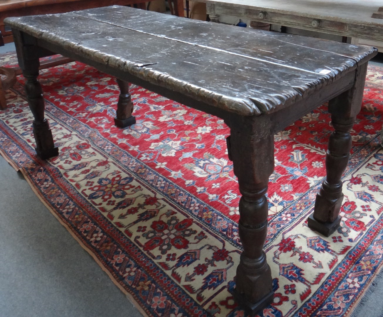 Appraisal: A th century and later oak double plank top table