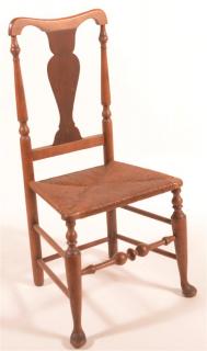 Appraisal: Late th C Queen Anne Rush Seat Sidechair Late th