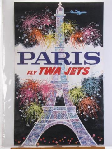 Appraisal: A vintage s TWA travel Poster Paris Fly TWA Jets