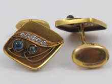 Appraisal: A pair of Russian hallmarked ct gold cufflinks set with