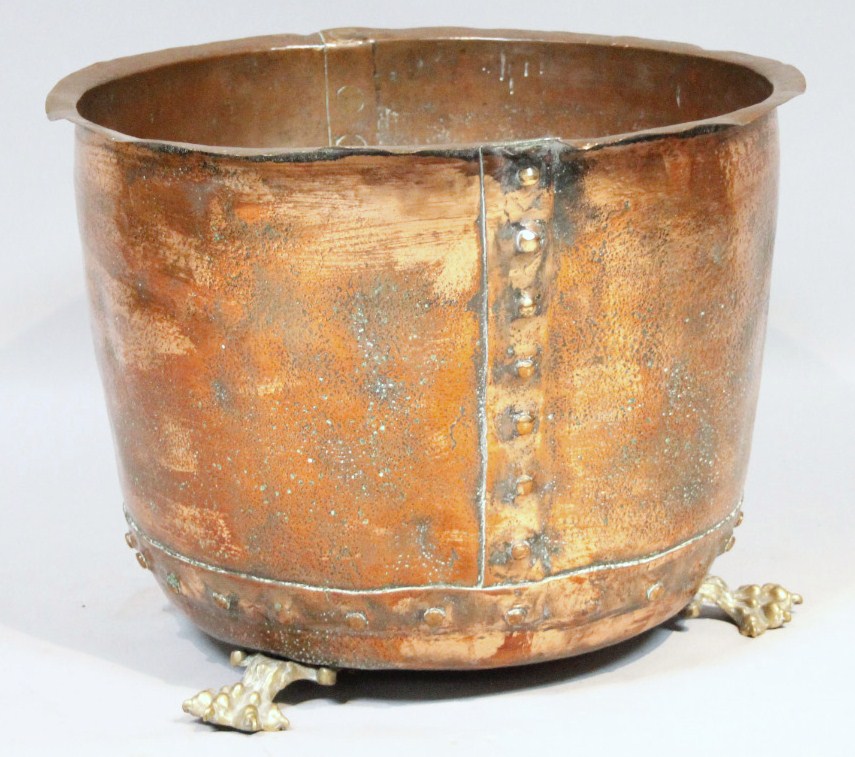 Appraisal: A late thC early thC copper and brass log bucket