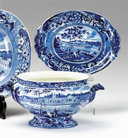 Appraisal: Historical blue transferware soup tureen and stand joseph stubbs burslem