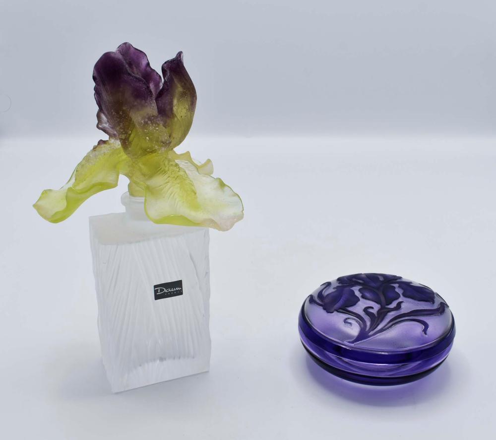 Appraisal: DAUM FROSTED GLASS PERFUME BOTTLETogether with a Val St Lambert