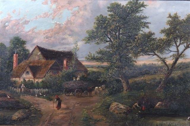 Appraisal: F HAILE TH CENTURY Figures on a country lane by