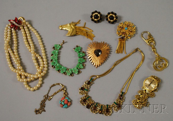 Appraisal: Small Group of Signed Costume Jewelry including a Trifari green