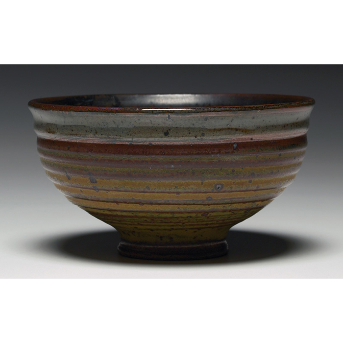 Appraisal: John Glick bowl shown hand-thrown footed shape covered in a