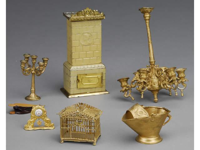 Appraisal: Ormolu Clock and Gilt Metal Accessories MN A small ormolu