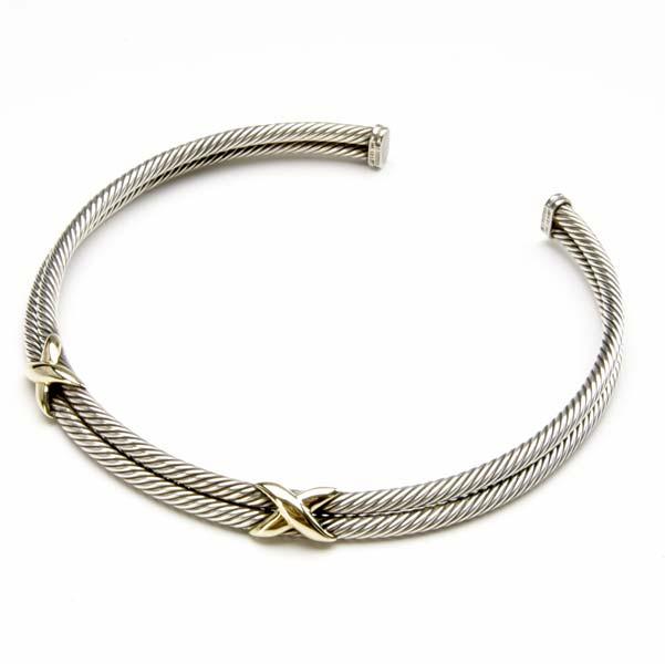 Appraisal: DAVID YURMAN Classic collar with double sterling cable with k