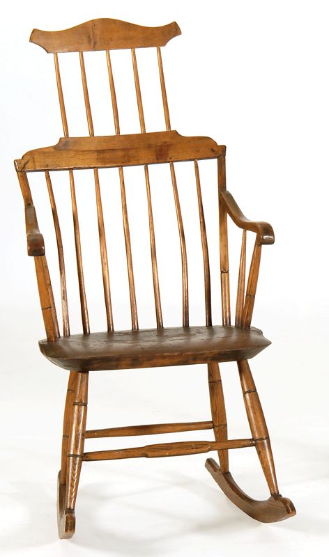 Appraisal: HIGH COMB-BACK WINDSOR ARMED ROCKER New England First Half of