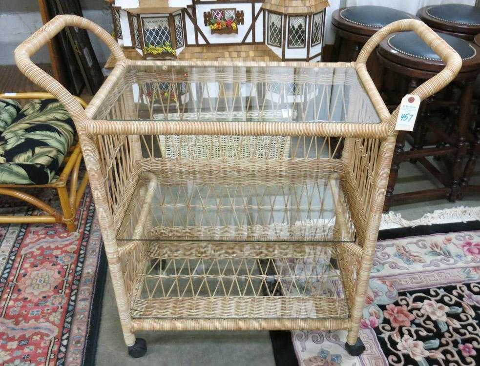 Appraisal: LANE VENTURE INDOOR OUTDOOR WICKER DRINKS CART a rectangular -tier