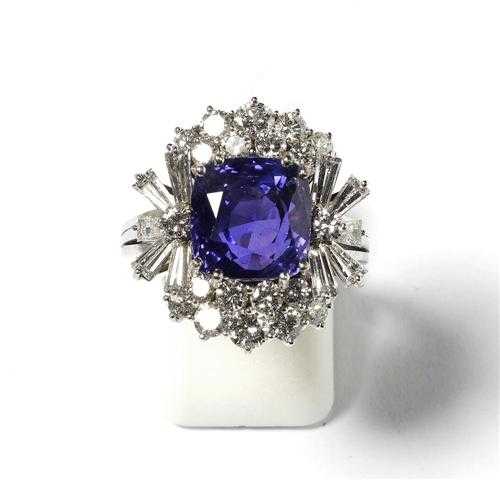 Appraisal: SAPPHIRE AND DIAMOND RING ca White gold Elegant classic ring