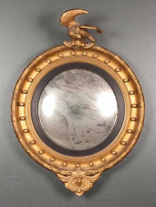 Appraisal: Classical style gesso giltwood eagle convex mirror second half- th