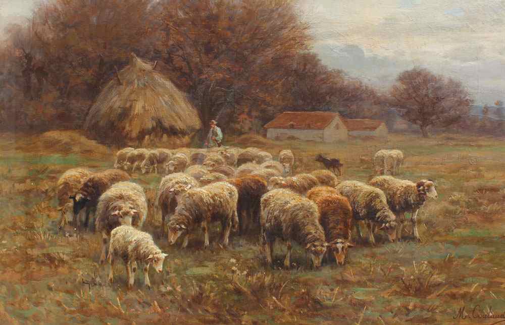 Appraisal: COULAUD Martin French - Shepherd Tending to His Flock Oil