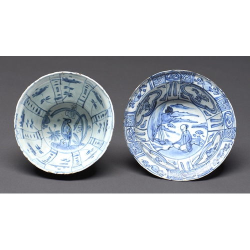 Appraisal: Two Chinese Kraak porcelain bowls th c painted in underglaze