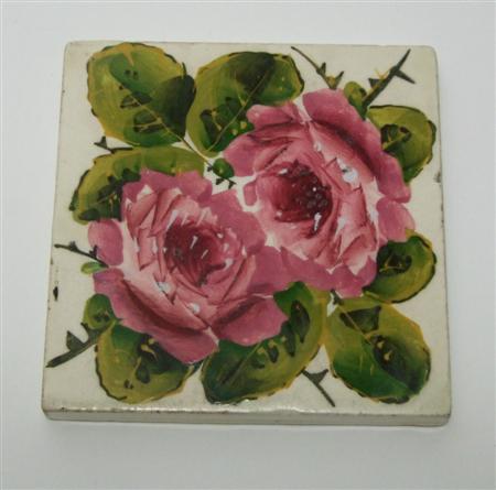 Appraisal: WEMYSS TILE EARLY TH CENTURY decorated with cabbage roses painted