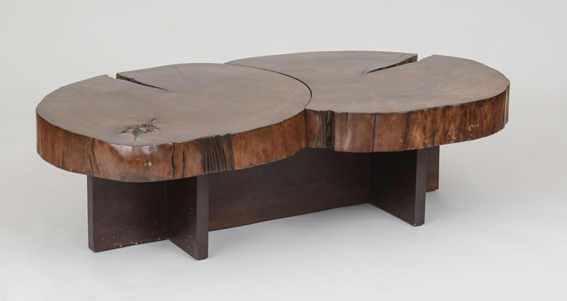 Appraisal: RUSTIC MODERN LOG COFFEE TABLE x x in Estimate -