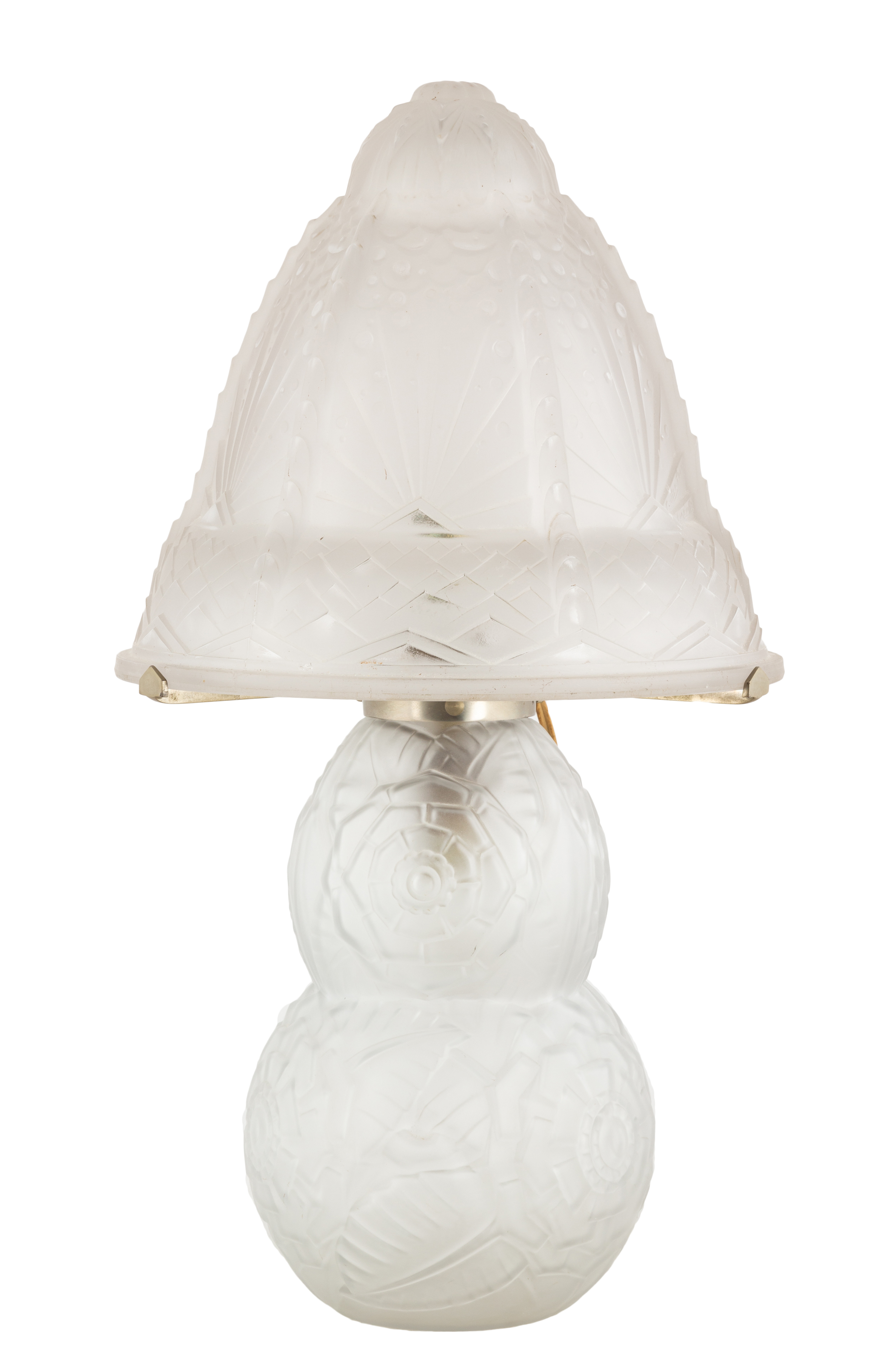 Appraisal: MULLER FR RES ART DECO FROSTED GLASS LAMP circa Stamped