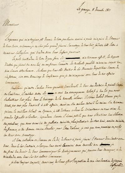 Appraisal: LAFAYETTE Marquis de - Autograph letter signed Lafayette in French