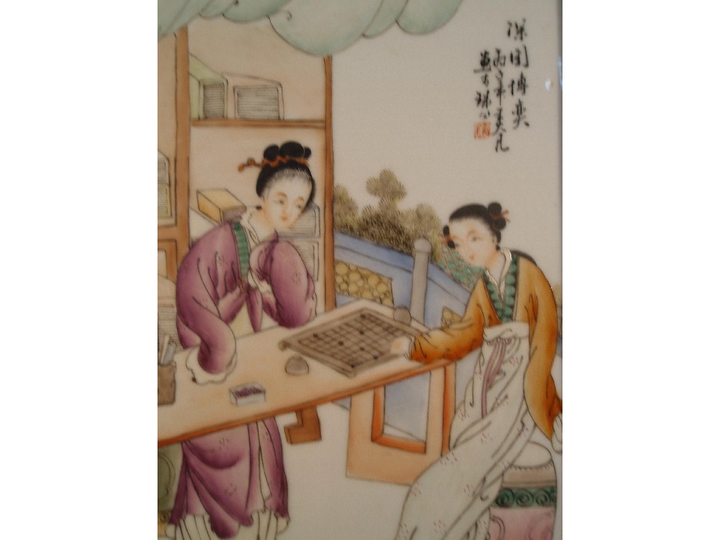 Appraisal: A set of four Chinese painted porcelain panels each depicting