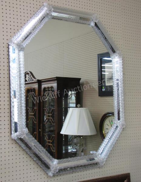 Appraisal: An Italian Murano glass wall mirror with rope and floral