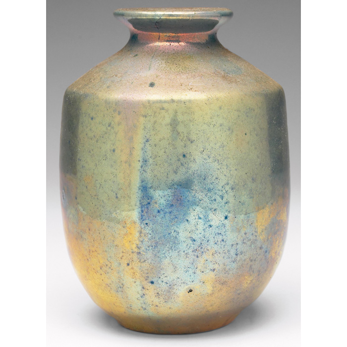 Appraisal: Pewabic vase hand-thrown shouldered shape under an iridescent metallic glaze