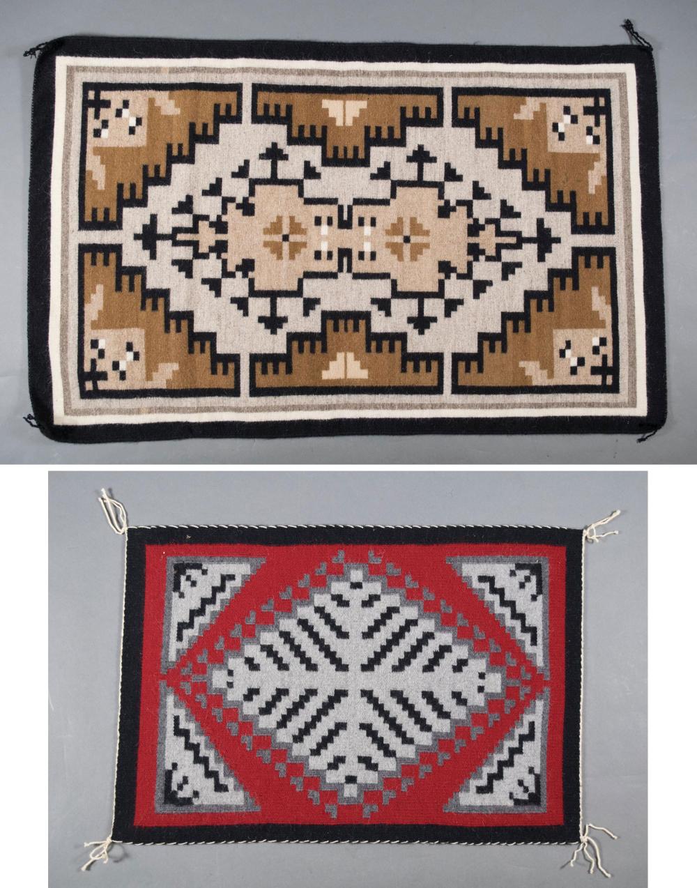 Appraisal: TWO REGIONAL NAVAJO WEAVINGS Two Grey Hills weaving by Eleanor