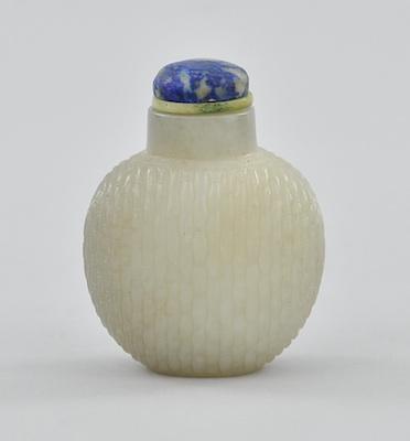 Appraisal: A Nephrite Jade Basketweave Snuff Bottle ca th Century Grey-white