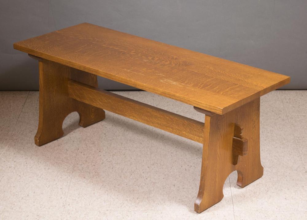 Appraisal: STICKLEY OAK BENCH Mission Collection model - L J G