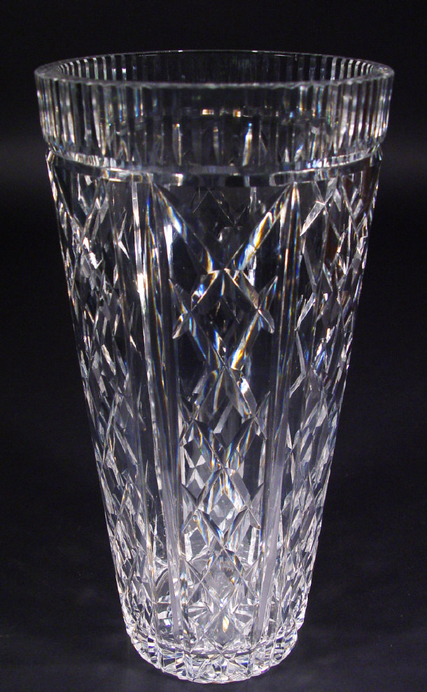 Appraisal: Waterford Crystal diamond cut glass vase etched mark to the